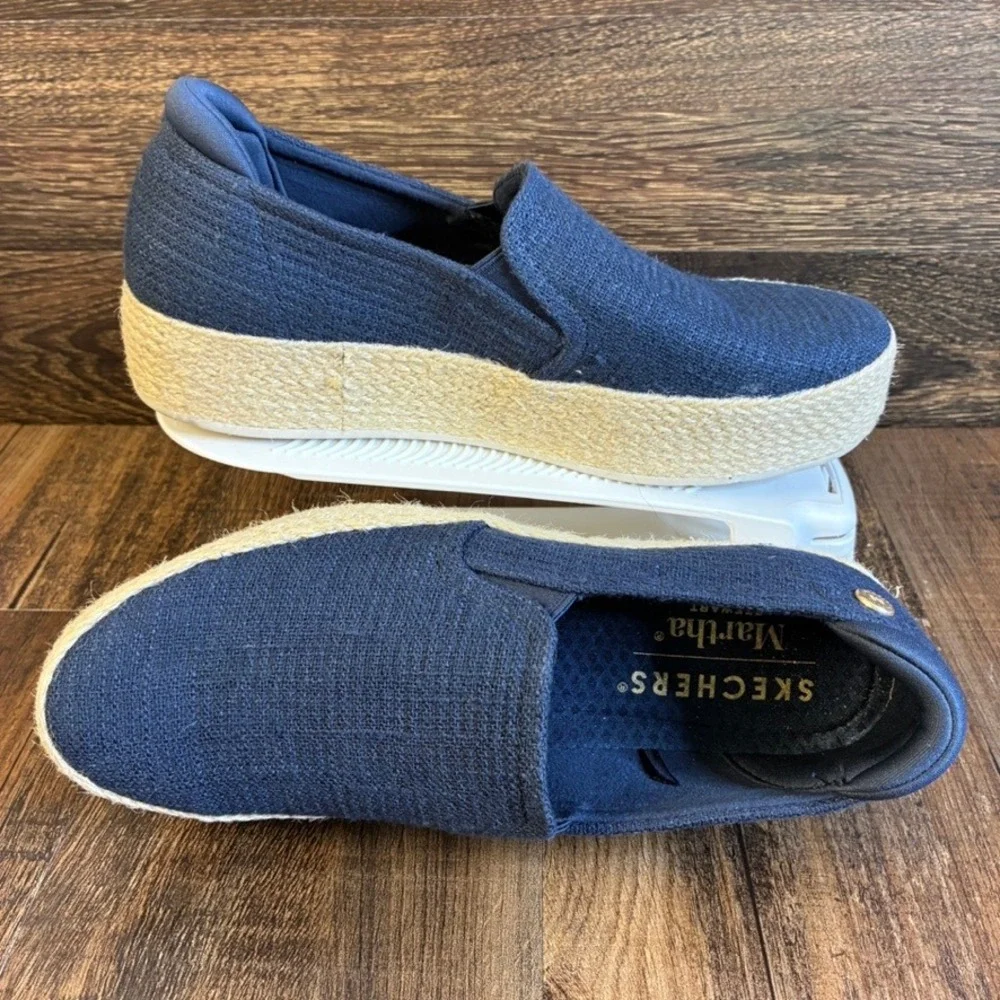 Skechers Martha Stewart Women's Navy Blue Platform Espadrille Loafers Size 7.5